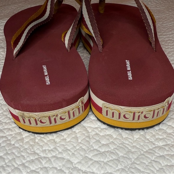 Isabel Marant Tae Striped Canvas Flip Flops - Picture 9 of 16